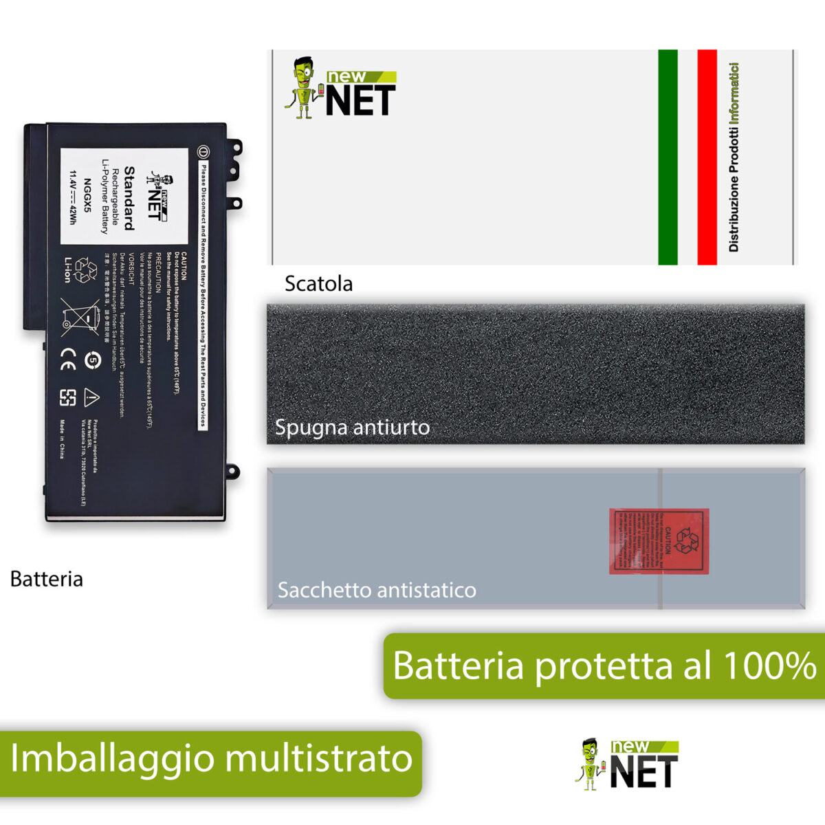Batteria NGGX5 42 Wh per Dell Latitude E5270 - 11.4 V / 3680 mAh - immagine 6