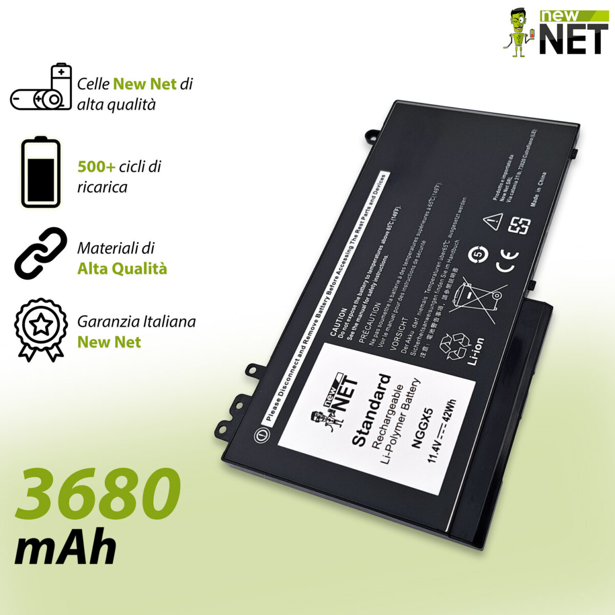 Batteria NGGX5 42 Wh per Dell Latitude E5270 - 11.4 V / 3680 mAh - immagine 4
