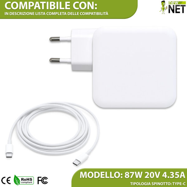 Alimentatore USB-C 87W con 1 porta Type-C e cavo da 1mt incluso