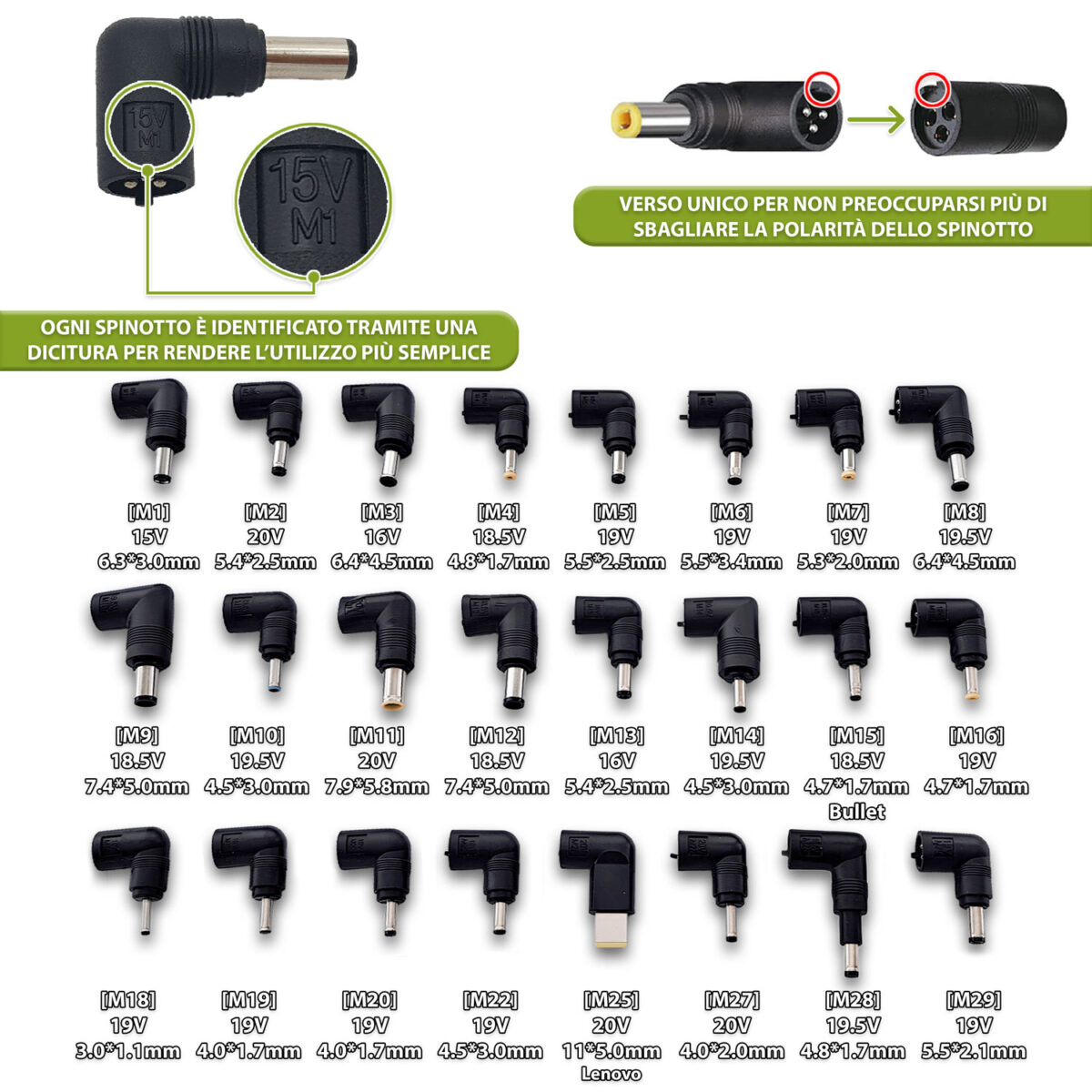 Alimentatore Universale 24 connettori per Notebook 15-20V 65W max - immagine 2