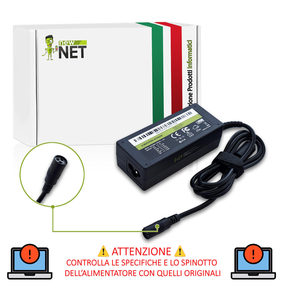 Alimentatore Universale 24 connettori per Notebook 15-20V 65W max - immagine 3