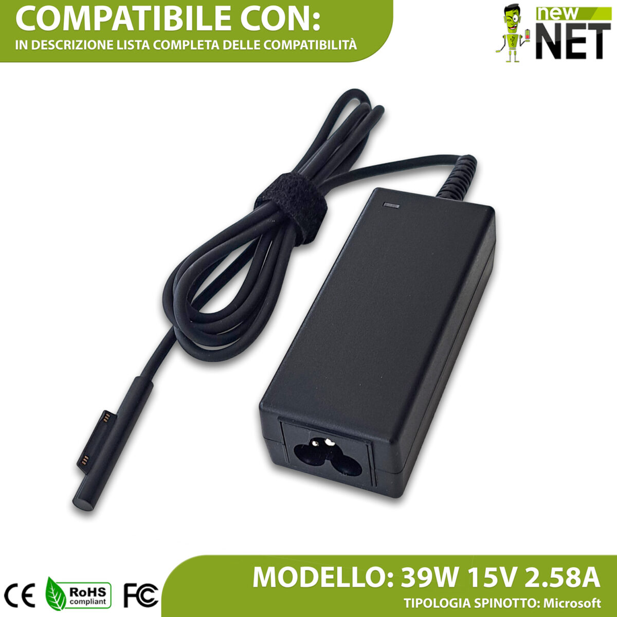 Alimentatore 39W per Microsoft Surface Book, Laptop, Pro, Go - 15V/2.58A - immagine 6