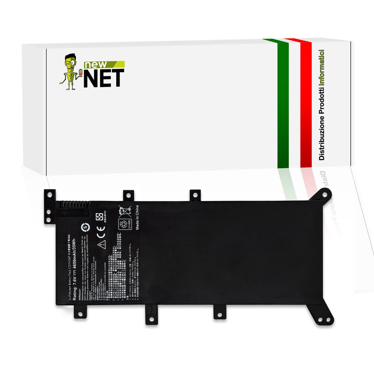 Batteria C21N1347 per Asus Serie A555, A556, F554, F555, K555, K556, MX55, R555, R556, V555, VM59, W519, X554, X555 - 7.5-7.6V, 4650mAh, 35Wh