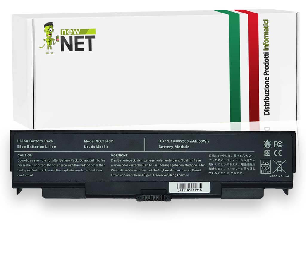 Batteria 58Wh per Lenovo ThinkPad T540p - 10.8-11.1 V / 5200 mAh