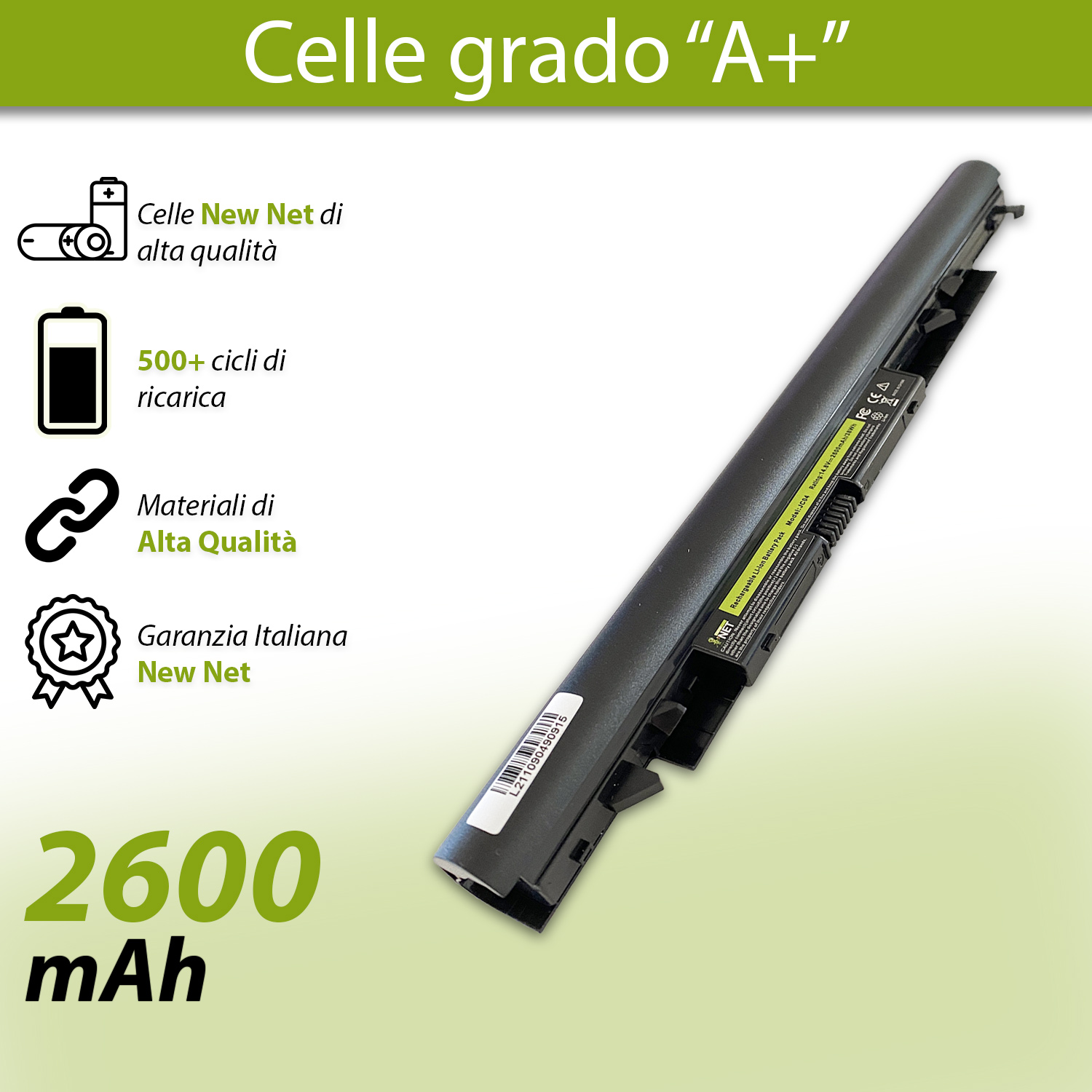 Alternative view of Batteria JC04 per HP Pavilion 240 G6, 245 G6, 246 G6, 250 G6, 255 G6, 14-BS, 15-BS, 15-BW, [14,4-14.8V / 2600mAh]