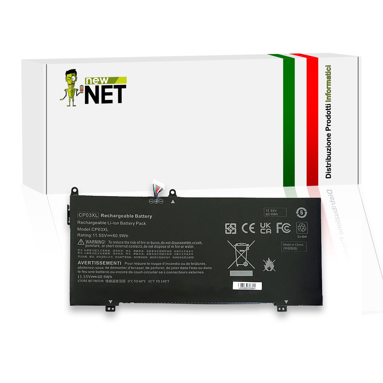 Batteria CP03XL 60.9Wh per HP Spectre X360 - 11.55V / 5272mAh