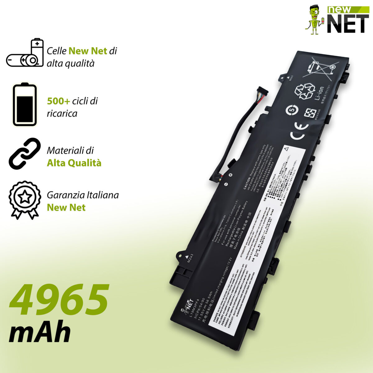 Batteria L19M3PF4 per Lenovo IdeaPad 5 14IIL05 – 11.1-11.55V, 4965mAh / 56.5Wh - immagine 3