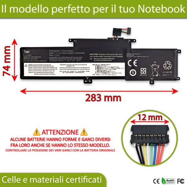 Alternative view of Batteria L17L3P53 per Lenovo ThinkPad L380 – 11.1-11.4V, 4100mAh / 46Wh