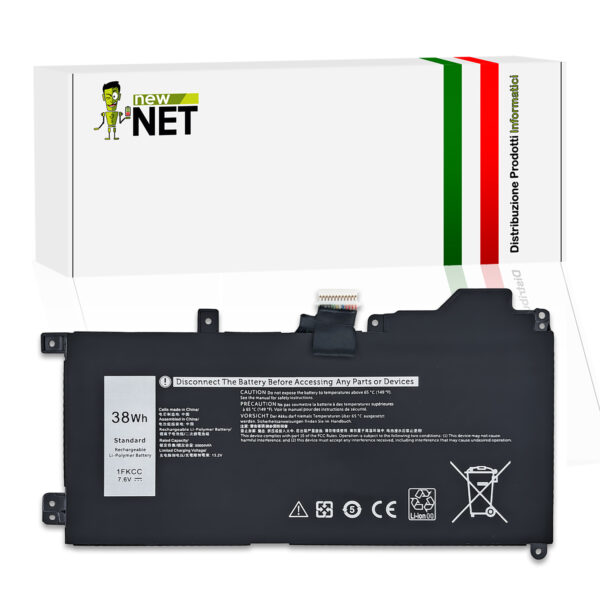 Batteria 1FKCC compatibile con Dell Latitude - 7.6V, 38Wh, 5000mAh