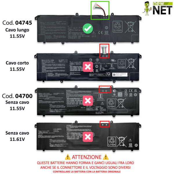 Alternative view of Batteria C31N1905 per ASUS Vivobook A1505 – 11.55V, 4335mAh / 50Wh