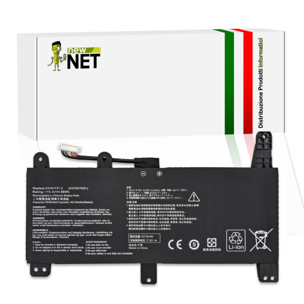 Batteria C41N1731-2 compatibile con ASUS ROG - 15.4V, 66Wh, 4335mAh