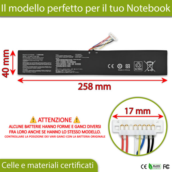 Alternative view of Batteria C41N2208 compatibile con ASUS ROG Ally - 15.2-15.905V, 65.2Wh, 4100mAh