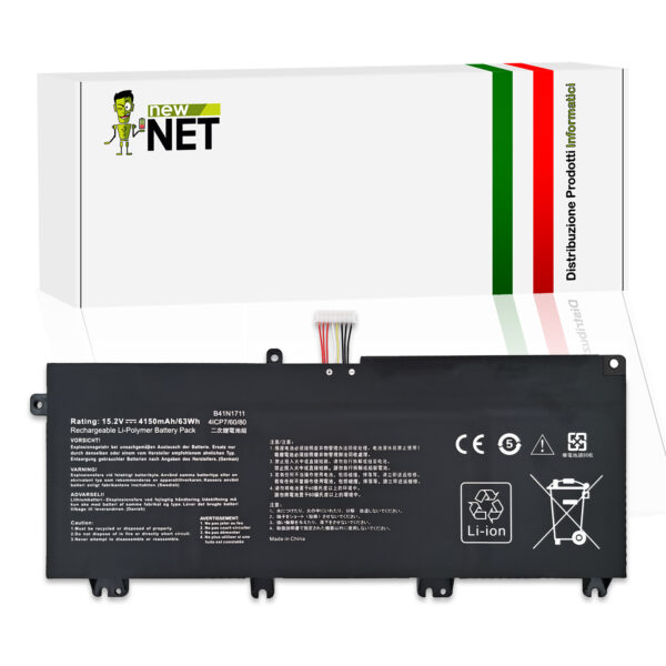 Batteria B41N1711 compatibile con ASUS - 15.2V, 63Wh, 4150mAh