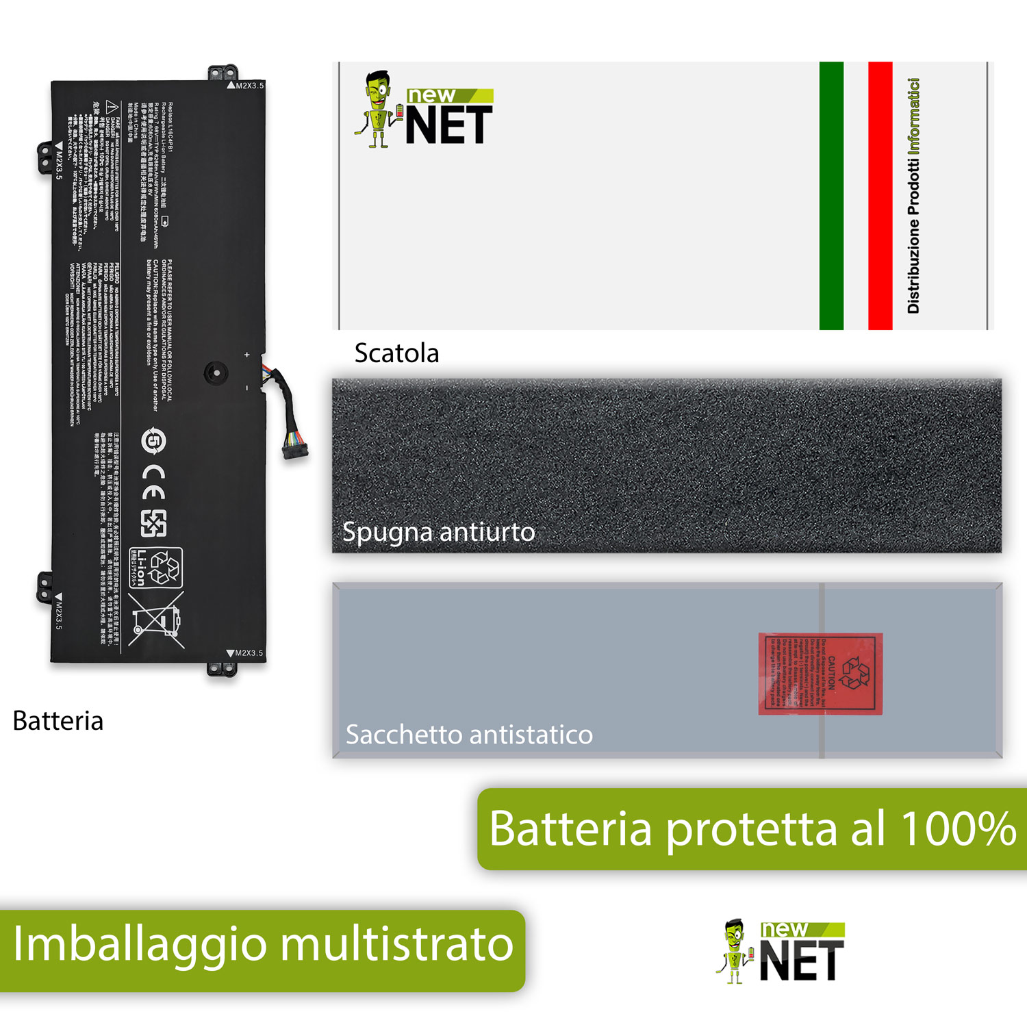 Batteria L16C4PB1 compatibile con Lenovo Yoga - 7.68V, 48Wh, 6268mAh - immagine 6