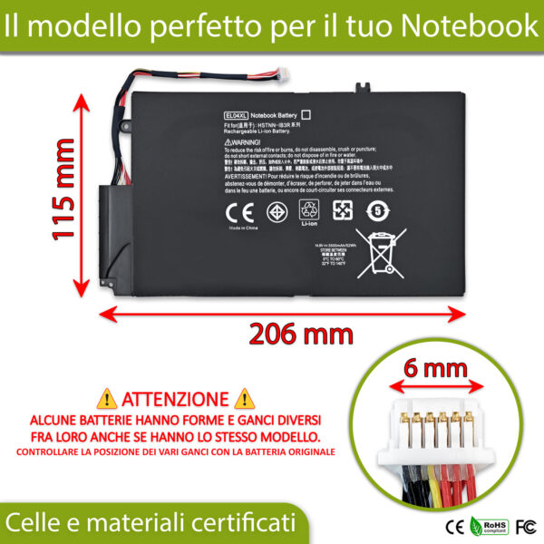 Alternative view of Batteria EL04XL compatibile con HP Envy - 14.8V, 52Wh, 3500mAh