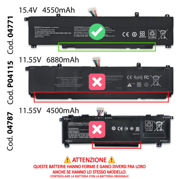 Alternative view of Batteria WK04XL compatibile con HP OMEN e Victus Gaming - 15.4V, 70Wh, 4550mAh