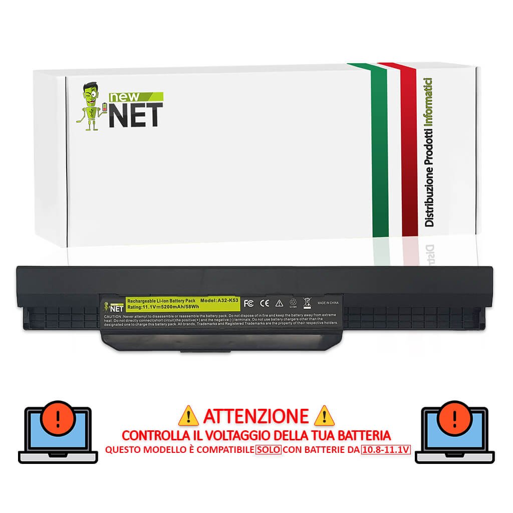 Batteria A42-K53 per Asus K53 Serie - ATTENZIONE AL VOLTAGGIO - 10.8-11.1 V / 5200mAh
