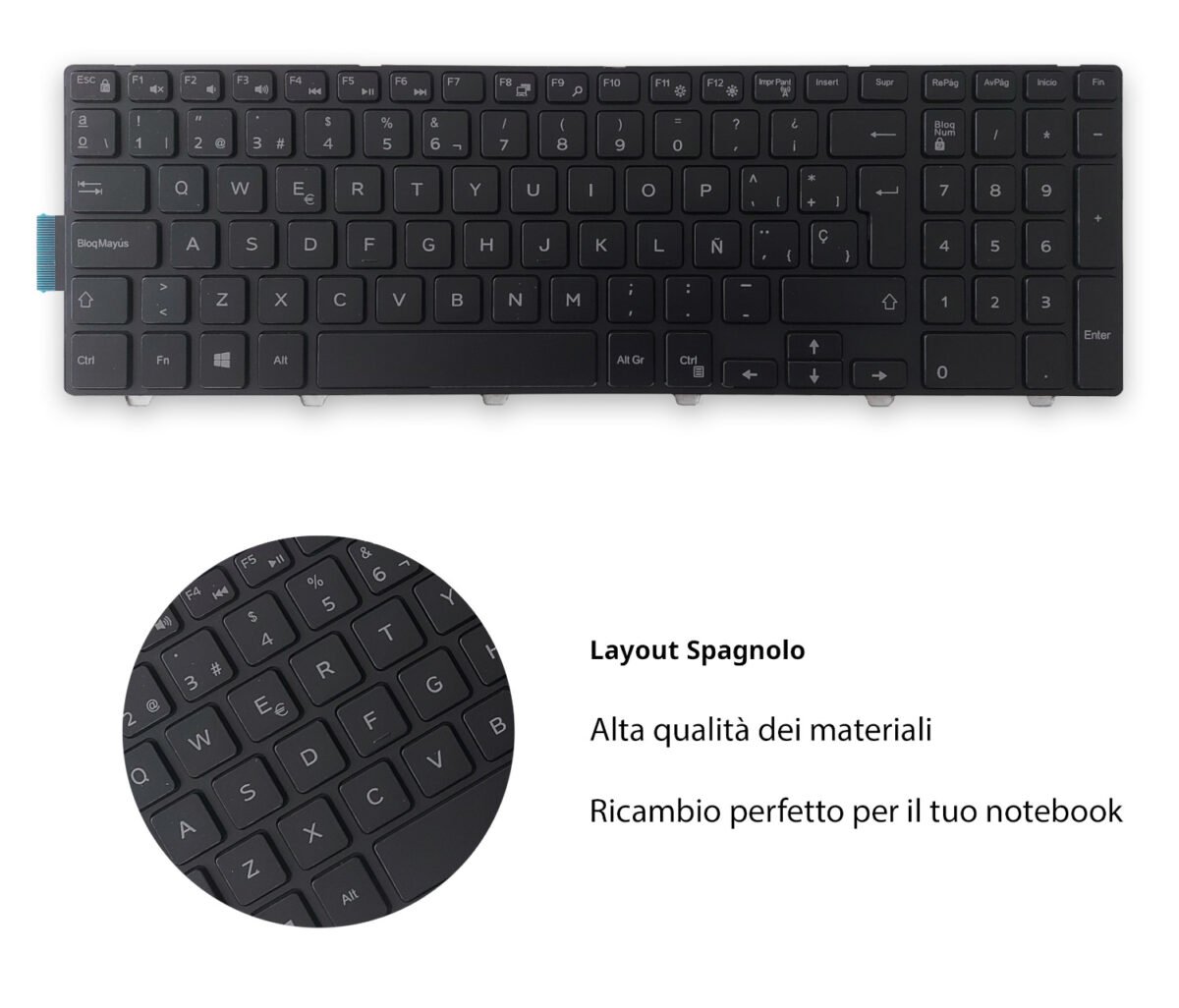 Tastiera per Dell Inspiron 15-3000 Series - Layout spagnolo - immagine 3