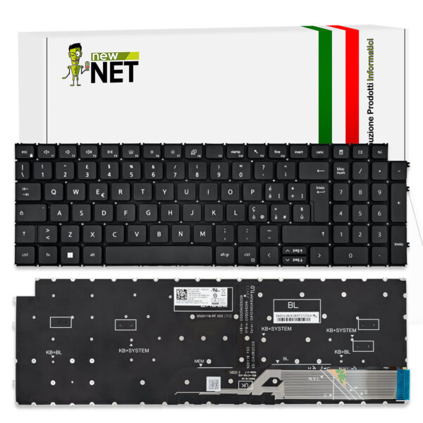Tastiera retroilluminata per Dell Inspiron 15 3510 - senza frame, tasti neri