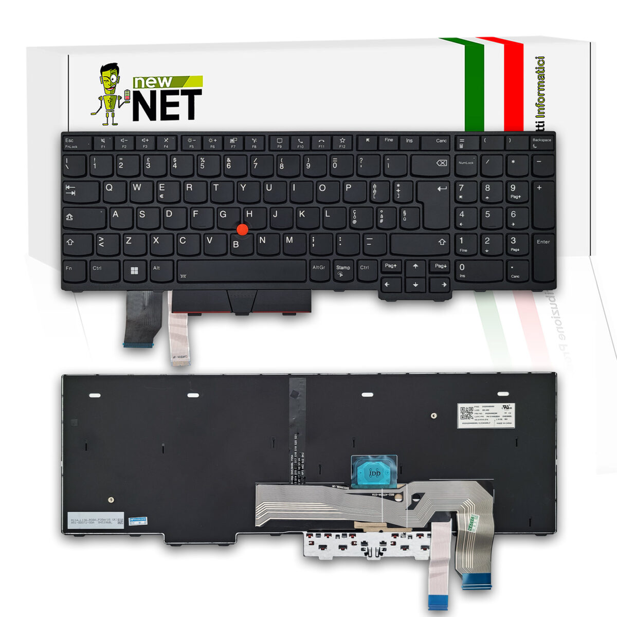 Tastiera 5N20W68233 per Lenovo ThinkPad L15 retroilluminata con trackpoint