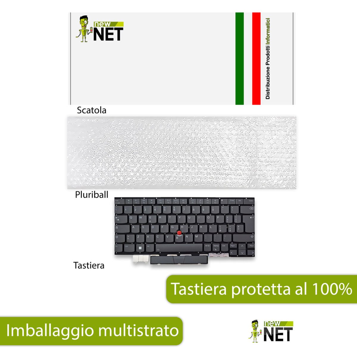 Tastiera per Lenovo ThinkPad X1 Yoga Gen 6, 7, 8 - senza frame, retroilluminata, con trackpoint, grigia - immagine 6