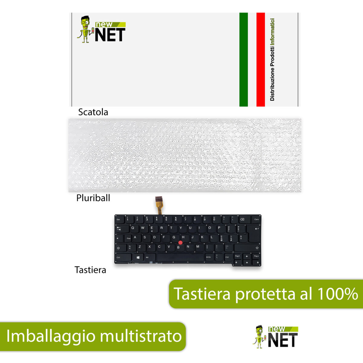 Tastiera per Lenovo ThinkPad X1 Carbon Gen 2 - senza frame, retroilluminata, con trackpoint, nera - immagine 6