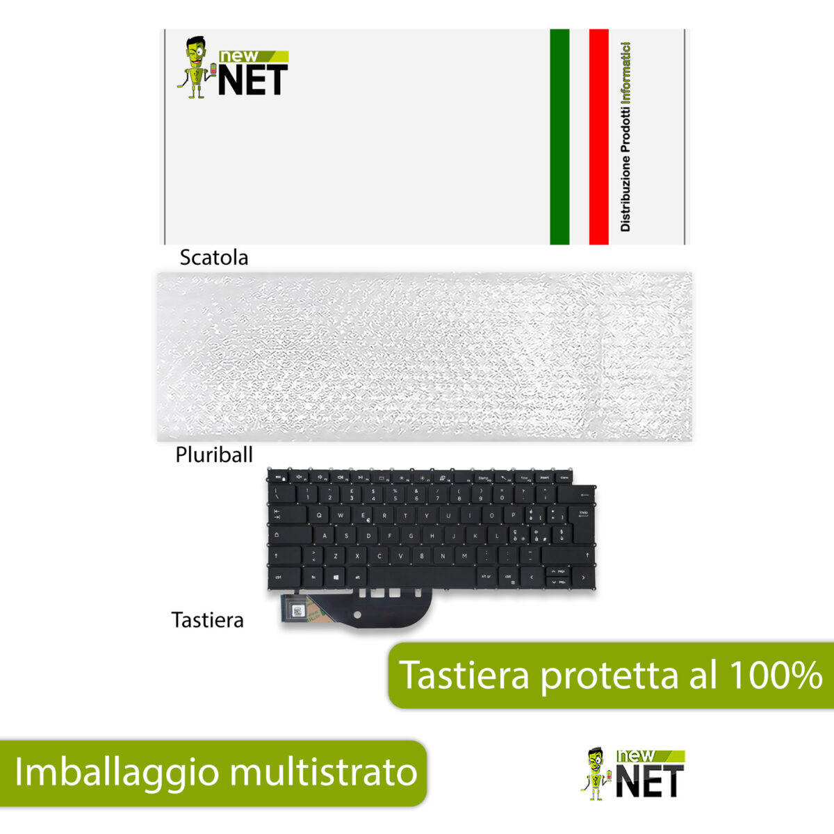 Tastiera per Dell XPS 15 9500 - senza frame, retroilluminata, nera - immagine 6
