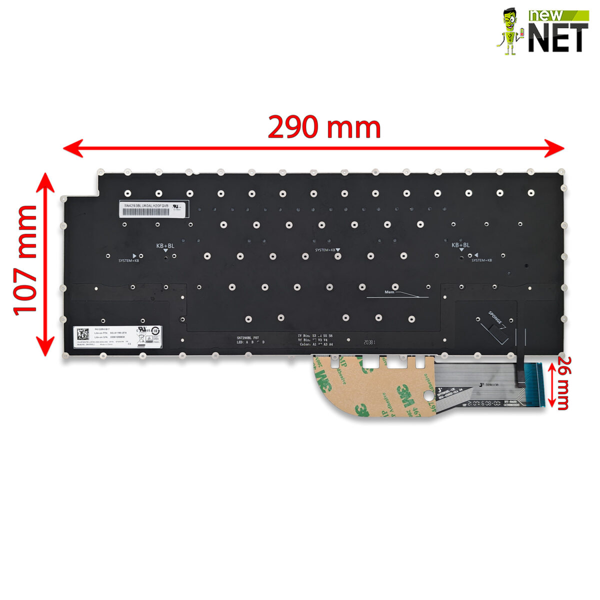 Tastiera per Dell XPS 15 9500 - senza frame, retroilluminata, nera - immagine 2