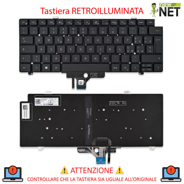 Alternative view of Tastiera 0J6FD8 compatibile con Dell Latitude 5420 - Retroilluminata