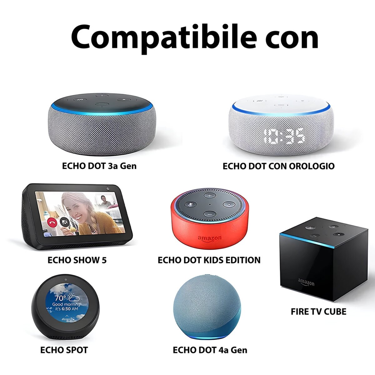 Alimentatore 15W per Amazon Echo Dot Gen 3, 4, 5 - 12V / 1.25A - 5.5x2.5mm - immagine 2