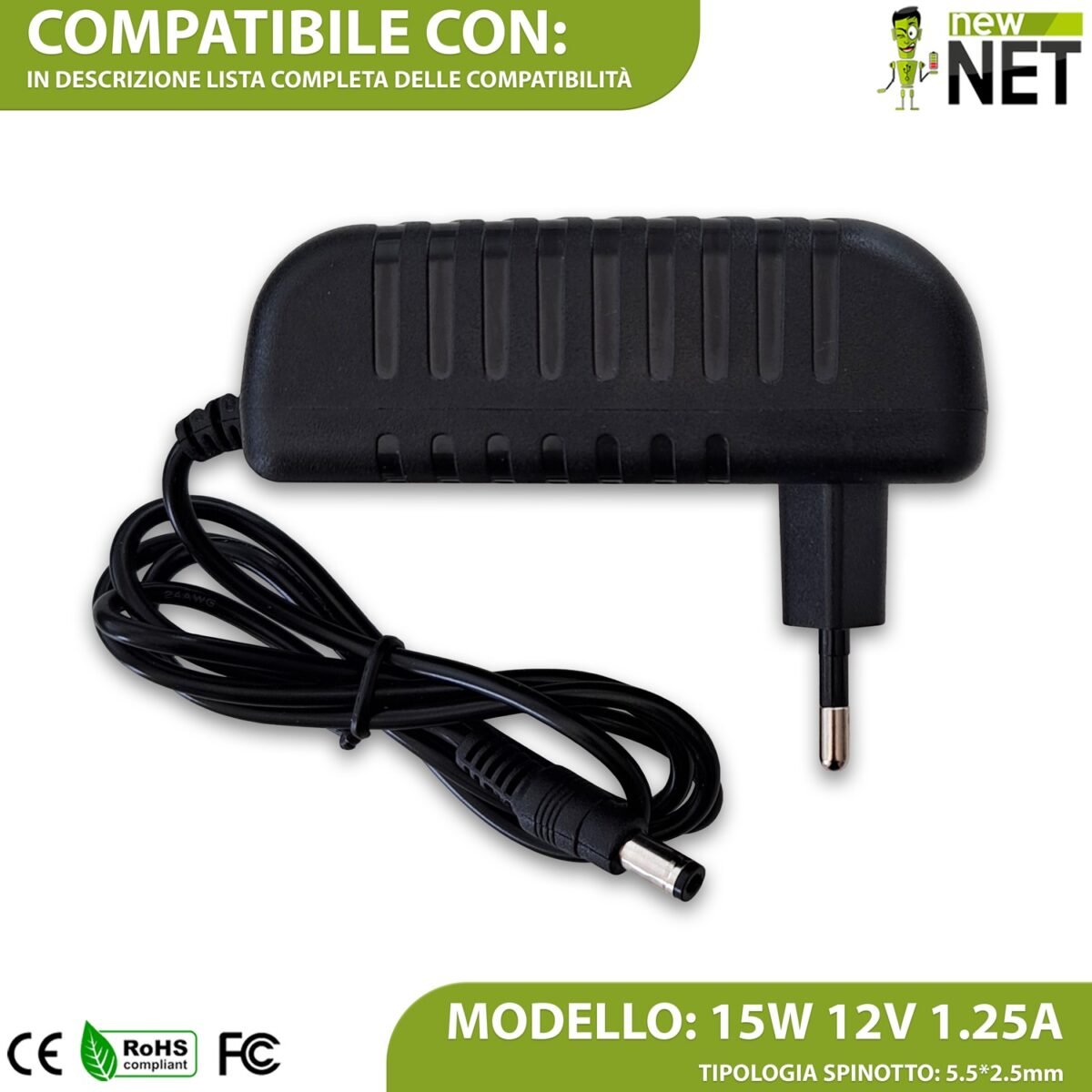 Alimentatore 15W per Amazon Echo Dot Gen 3, 4, 5 - 12V / 1.25A - 5.5x2.5mm - immagine 5