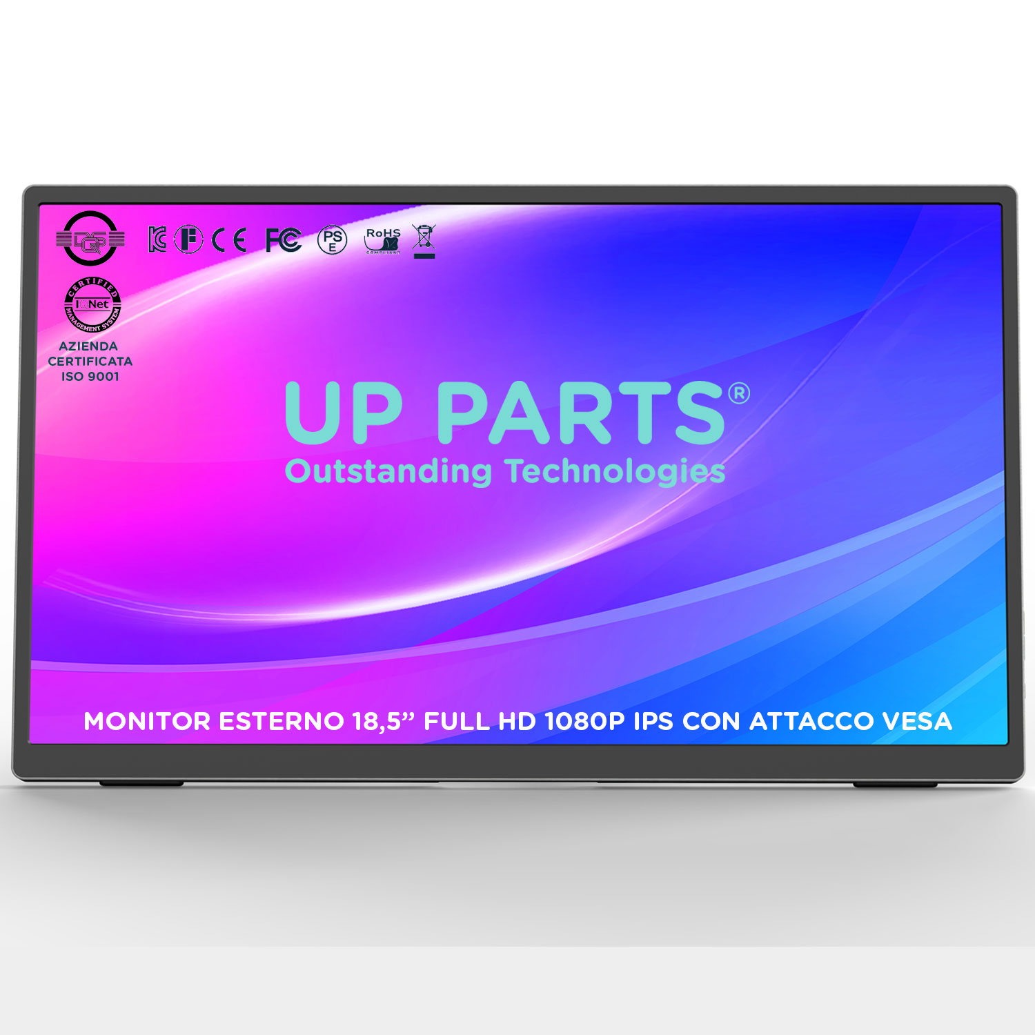 UP PARTS® Monitor Portatile 140AT – 14" Full HD 1920x1200, TOUCH IPS, USB-C e HDMI, Ultra Sottile, Leggero, Altoparlanti Integrati