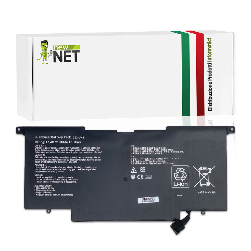 Batteria C22-UX31 per Asus Zenbook BX31A - 7.4 V / 6840 mAh (batteria interna)
