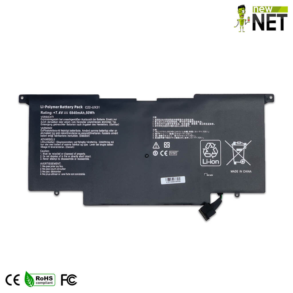 Batteria C22-UX31 per Asus Zenbook BX31A - 7.4 V / 6840 mAh (batteria interna) - immagine 2