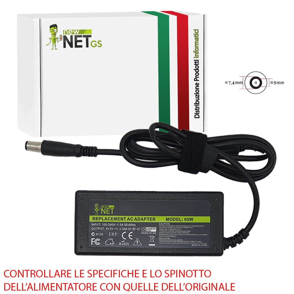 Alimentatore 65W per DELL Inspiron 11z Serie - 19.5 V / 3.34 A - 7.4 x 5.0 mm - immagine 2