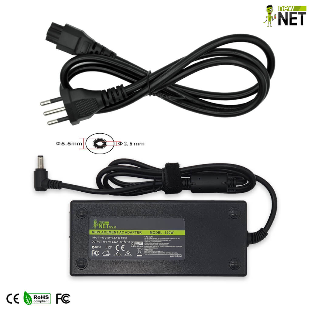 Alimentatore 120W per Asus/MSI - 19 V / 6.32 A - 5.5 x 2.5 mm