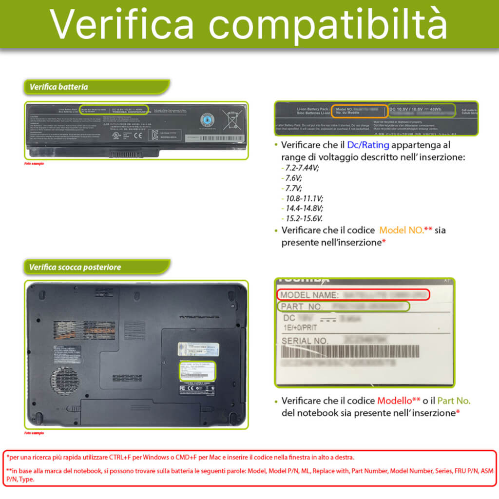 Batteria 58Wh per Toshiba Dynabook AX/52 Serie - 10.8-11.1 V / 5200mAh - immagine 4