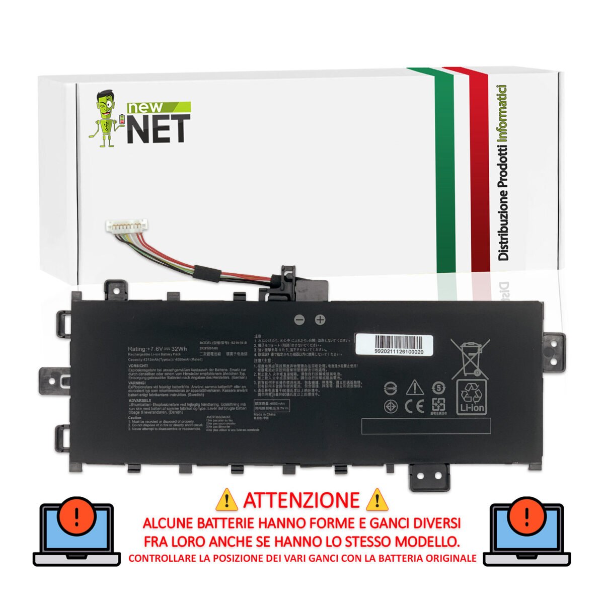 Batteria B21N1818 per Asus - 7.6 V / 4212 mAh