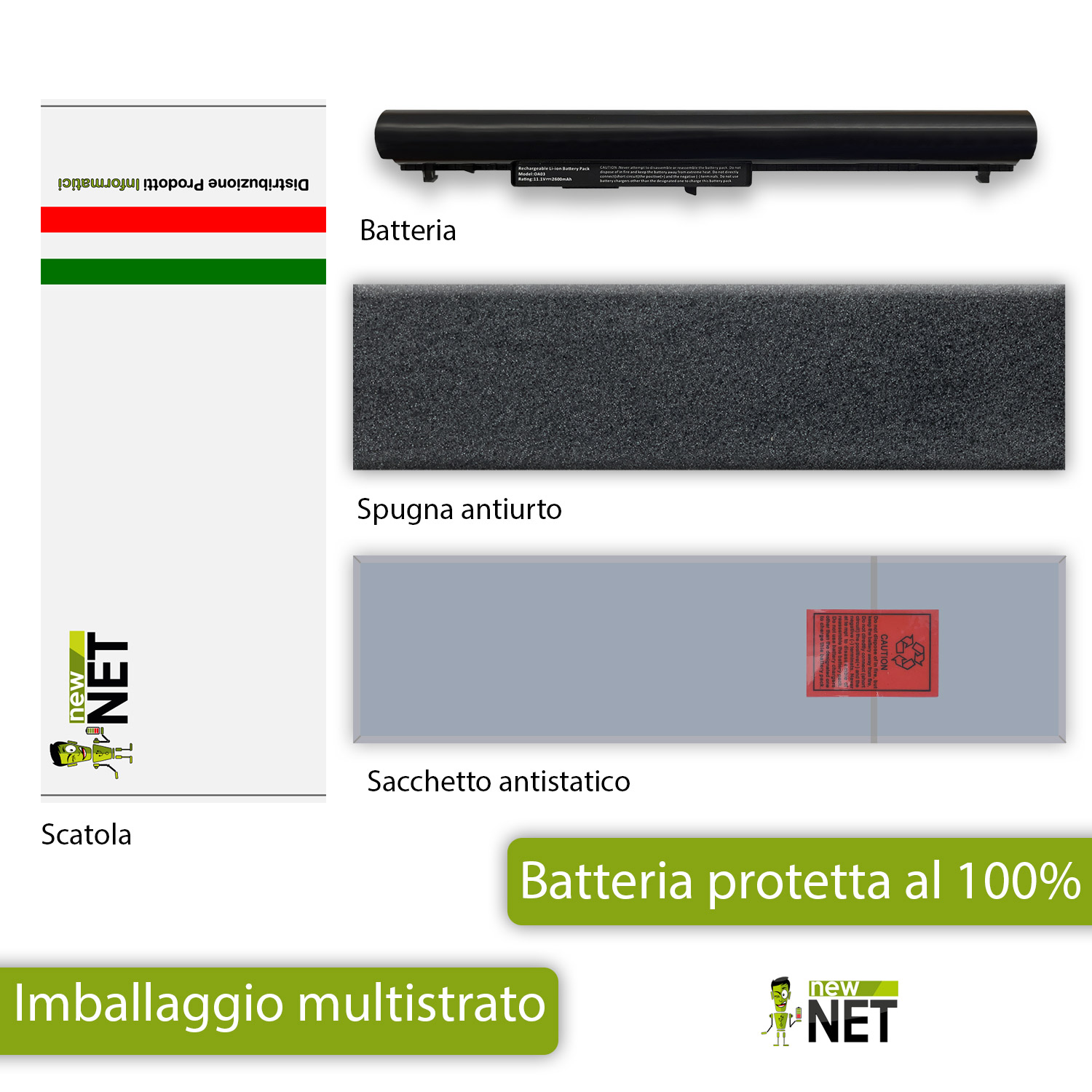 Batteria OA03 29 Wh per HP 250 G2 - 10.8-11.1 V / 2600 mAh - immagine 6