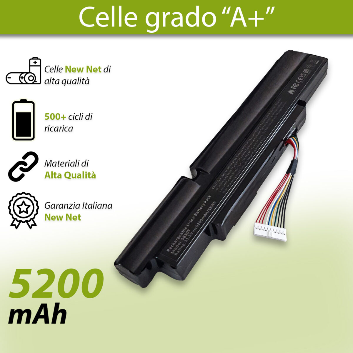 Batteria 58 Wh per Acer Aspire TimelineX 5830T - 11,1 V / 5200 mAh - immagine 4