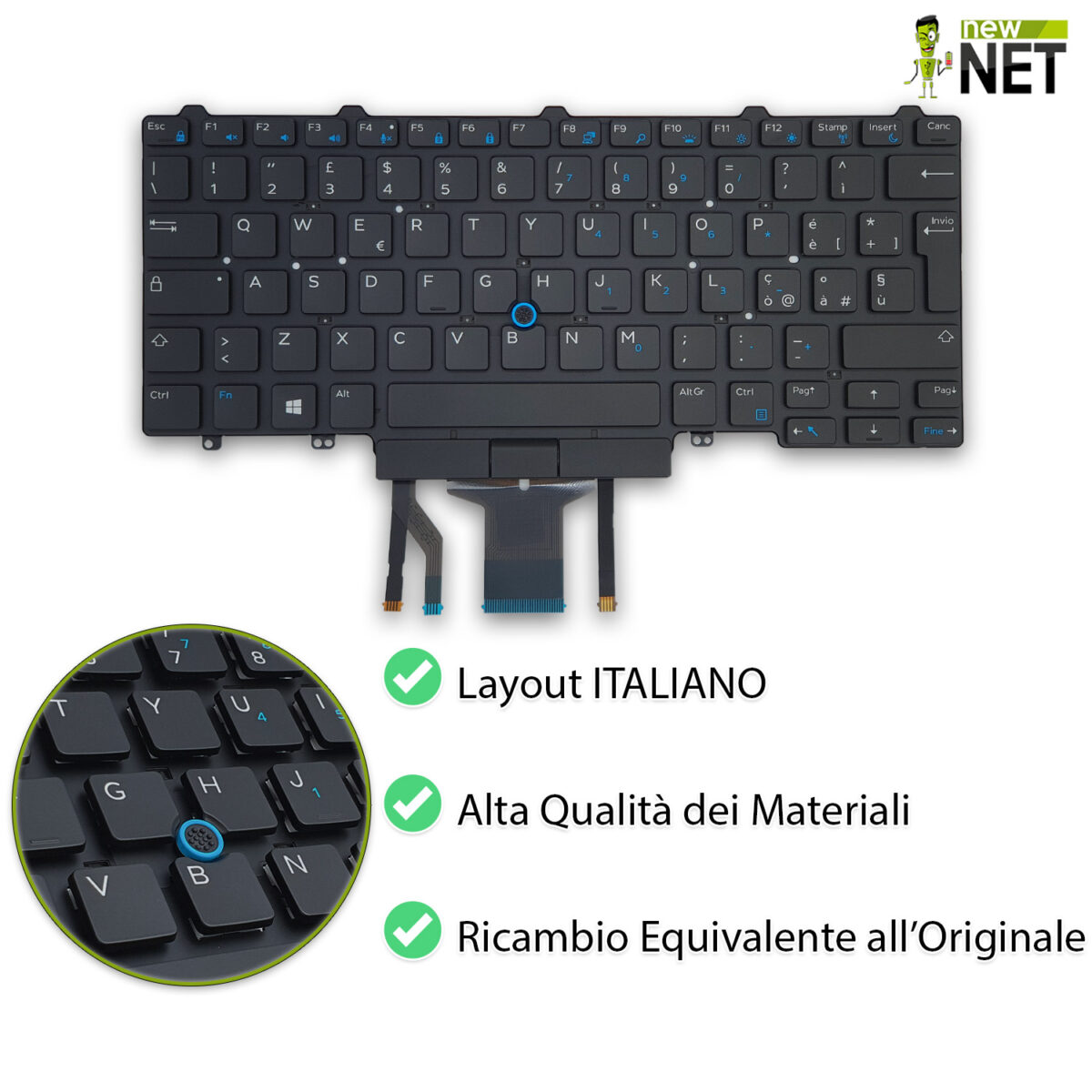Tastiera per Dell Latitude E5450 Series con Trackpoint Retroilluminata - immagine 4