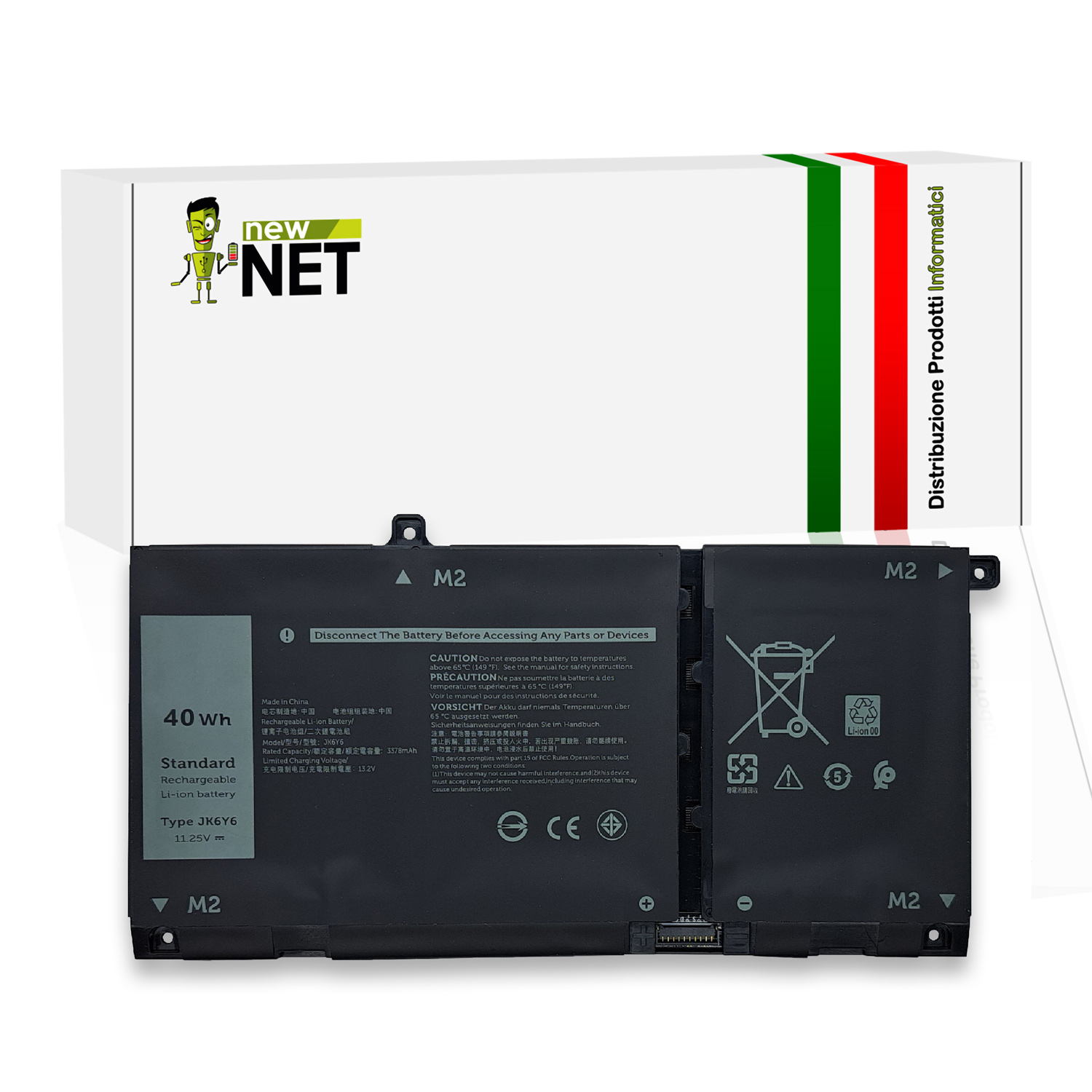 Batteria JK6Y6 40Wh per Dell Latitude 3410, 3510 - 11.25V / 3378mAh
