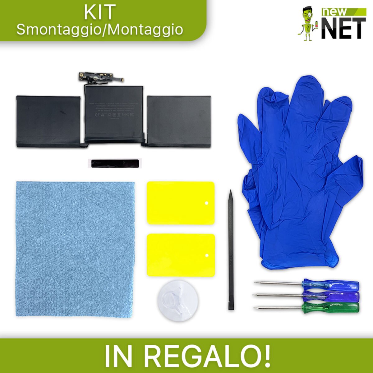 Batteria A1713 A2171 per Apple Macbook Pro 13" A1708, A2159, A2289, A2338 - 11.41V / 5100mAh (GU Cell) (Kit di montaggio Incluso) - immagine 4
