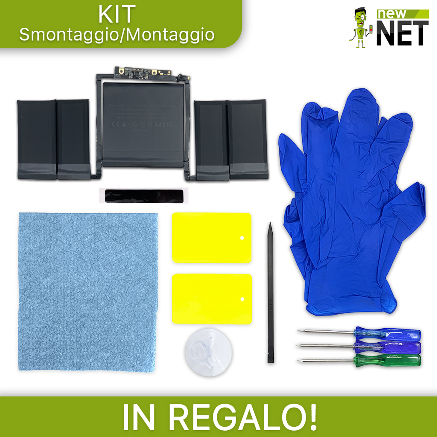 Batteria A1819 per Macbook Pro 13" A1706 (anno 2016, 2017) - 11.41 V / 4320 mAh (GU Cell) (Kit di montaggio incluso) - immagine 4