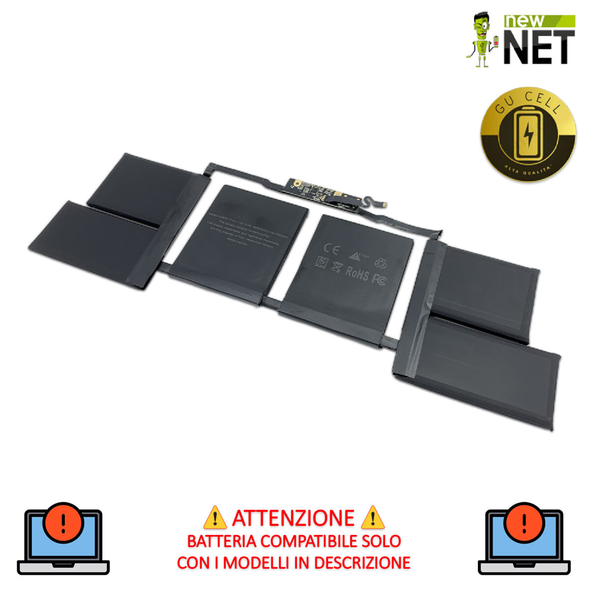 Batteria A1820 per Macbook Pro 15" A1707 (anno 2016, 2017) - 11.4 V / 6680 mAh (GU Cell) (Kit di montaggio incluso) - immagine 3