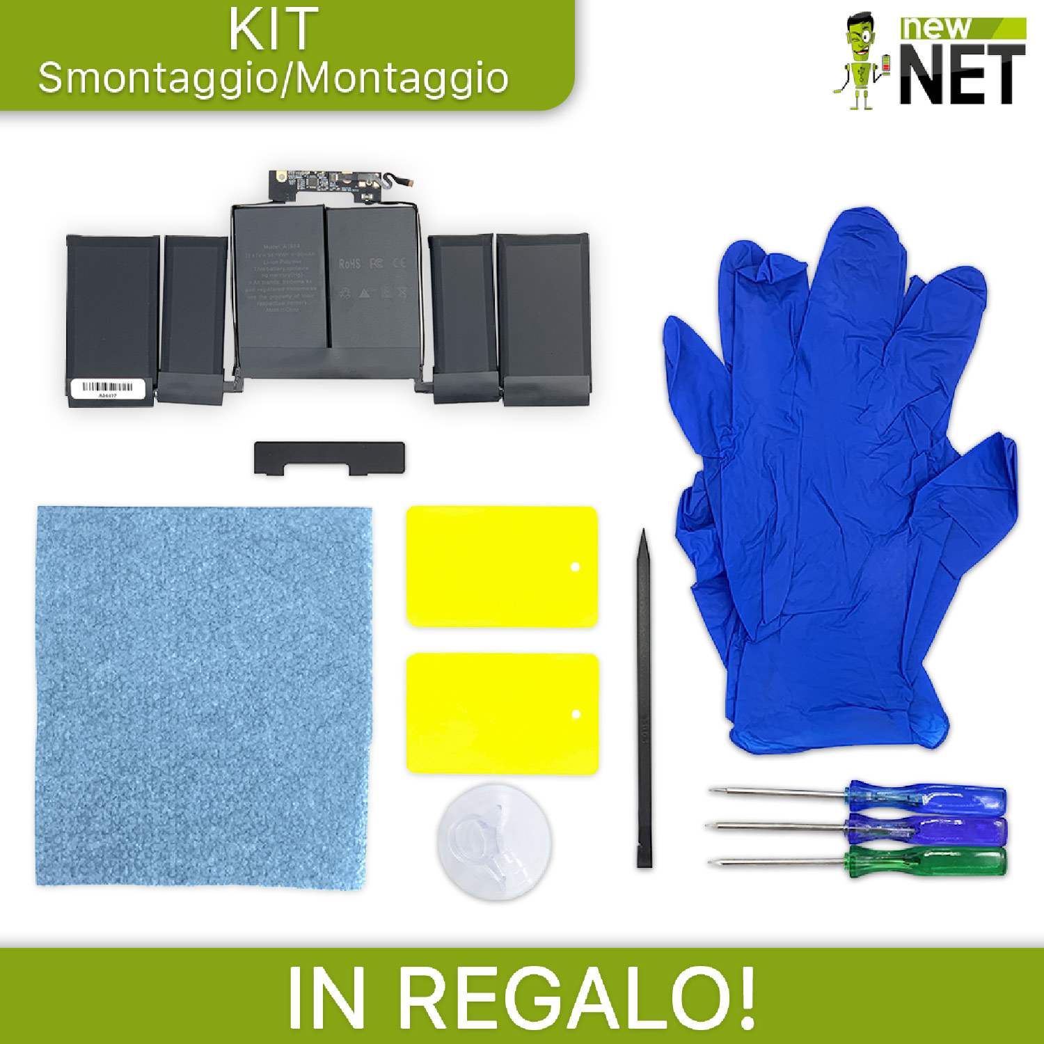 Batteria A1964 per Macbook Pro 13" A1989 (metà 2018, anno 2019) A2251 (anno 2020) - 11.41 V / 5100 mAh (GU Cell) (Kit di montaggio incluso) - immagine 4
