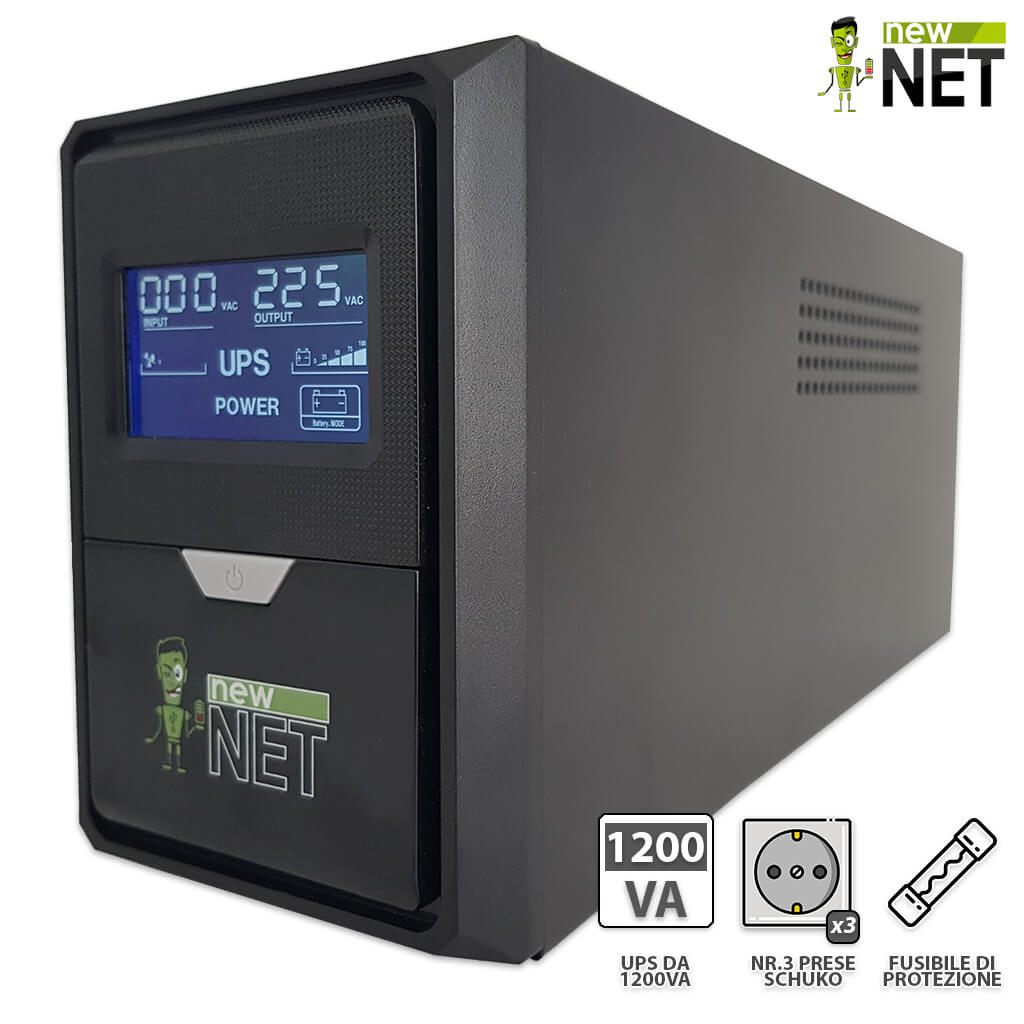 UPS 1200VA 700W - Gruppo di continuità Stabilizzatore di Tensione Corrente con 3 uscite