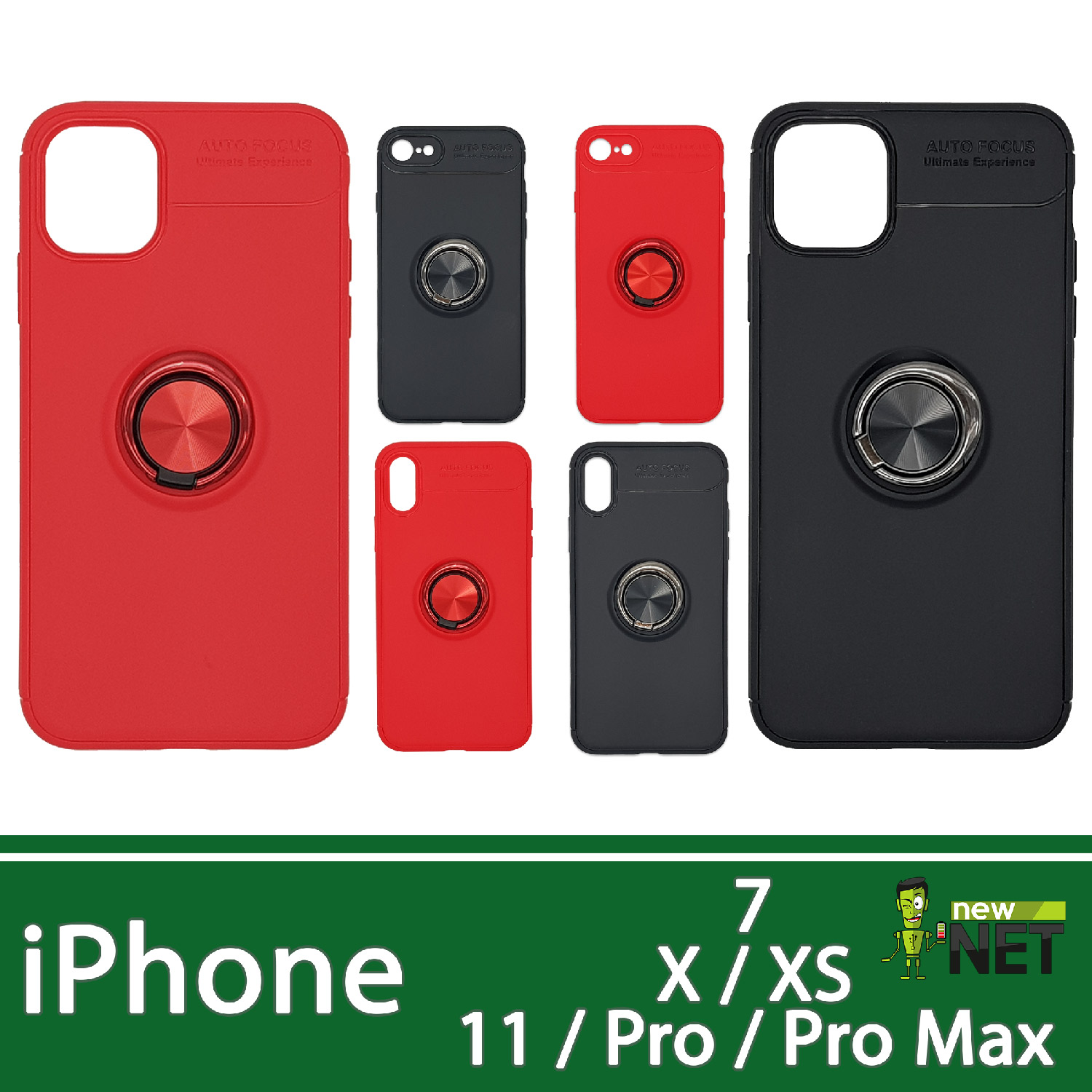 Cover in TPU con Anello Colorata per Apple iPhone 7 / X-XS / 11 / 11 Pro / 11 Pro Max
