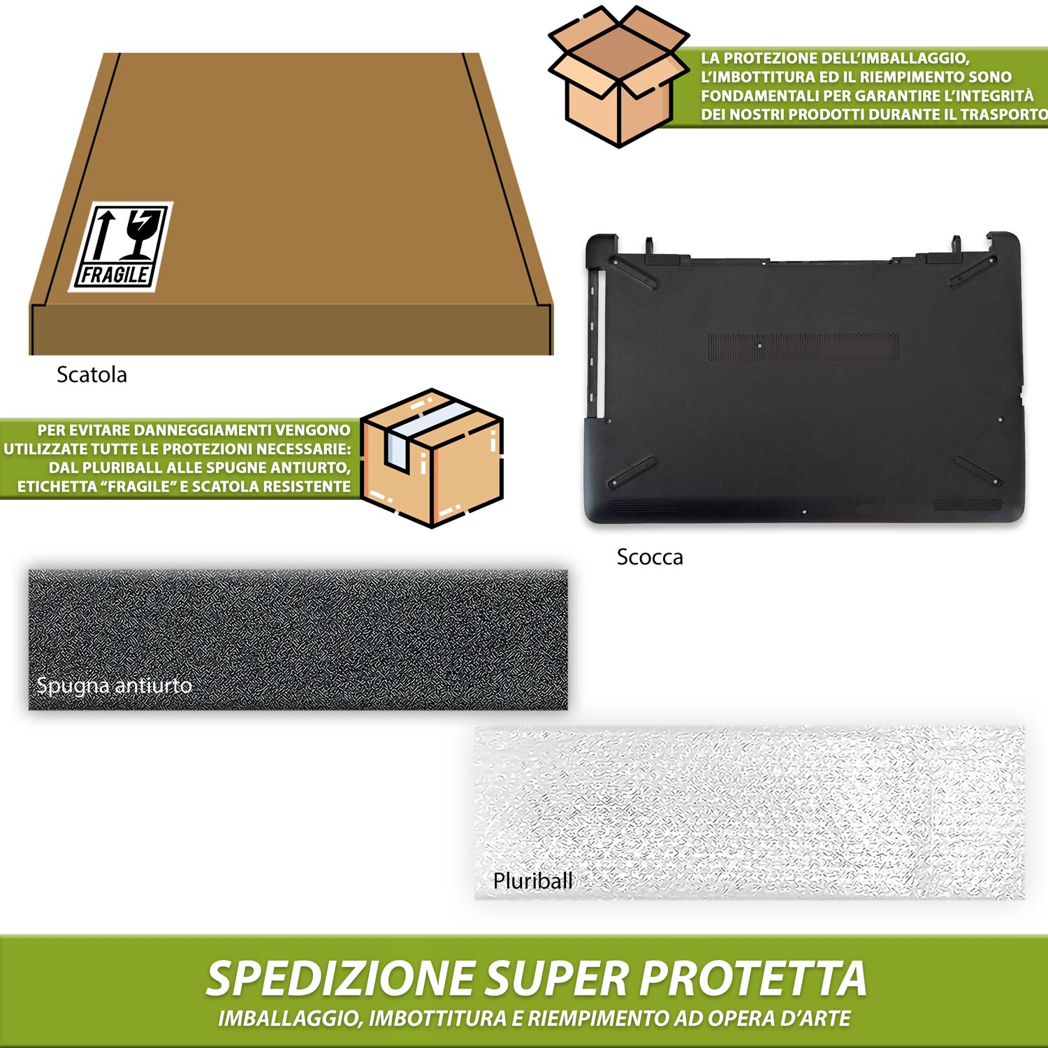 Bottom Case Scocca inferiore 924907-001 per HP 15-BS, 15-BW - Colore: Jet Black (Nero) (Senza porta VGA) - immagine 2