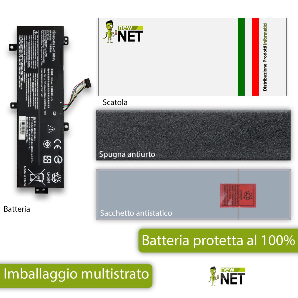 Batteria L15L2PB4 30Wh per Lenovo IdeaPad serie 310, 510 - 7.6V / 4030mAh - immagine 6